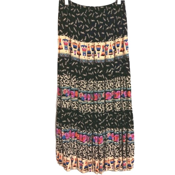 Carole Little Vintage Sz 4 100% Rayon Paris Novelty Maxi Skirt Made In The USA - Picture 1 of 11